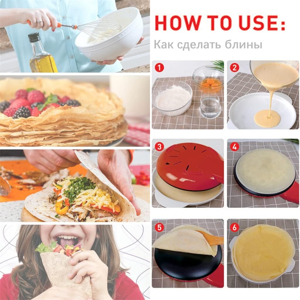Electric Crepe Maker Pizza Pancake Machine Non-Stick Griddle Baking Pan Cake Kitchen Cooking Tools
