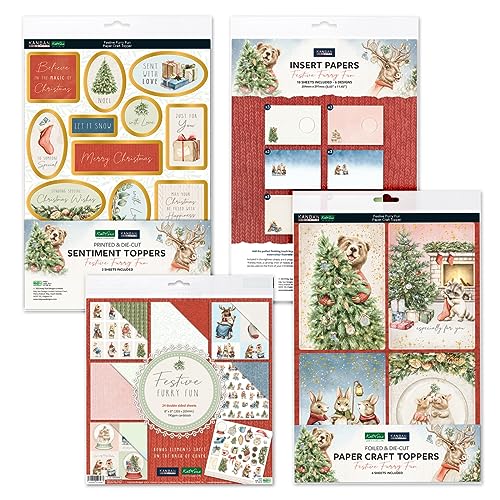 Katy Sue Festive Furry Fun Bundle. Contains 8 x 8 Inch Premium Paper, Insert Papers