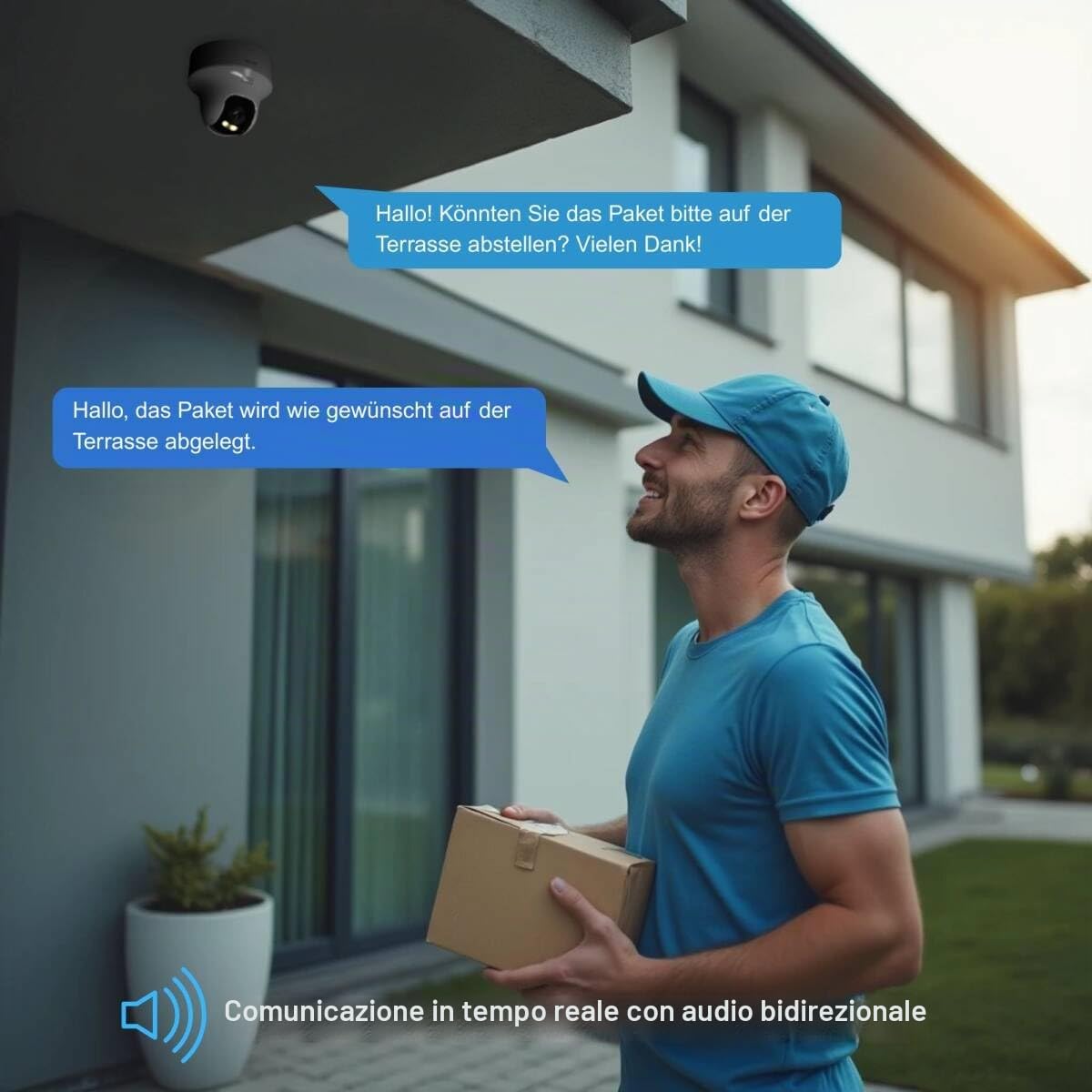 HiLook Set di telecamere di sorveglianza WLAN per esterni, bullet da 4 MP + telecamere PT Turret, WiFi NVS con slot micro SD, set completo per fotocamera esterna, riconoscimento umano e veicoli