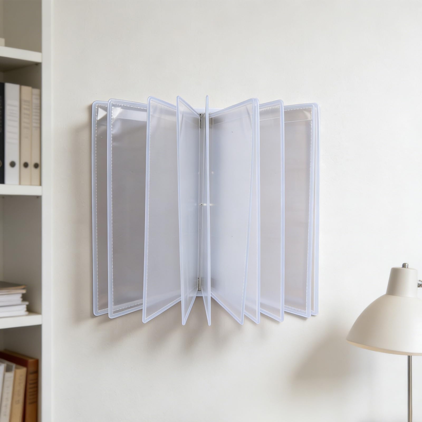 Portadocumenti da Parete A4, Espositore Documenti 5 Pagine e 5 Cartelle a Fogli Mobili, Ferro e Pvc, Bianco, per Presentazioni e Home Office