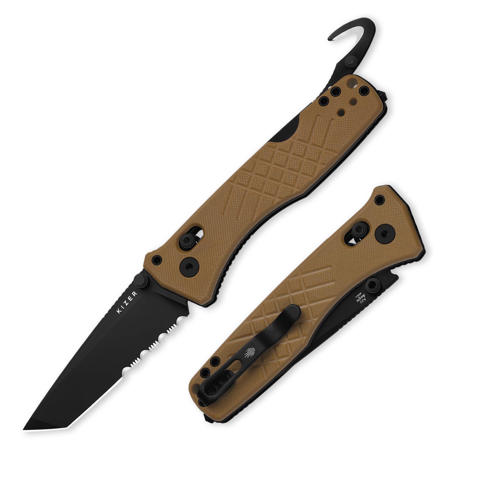 Kizer Aegis T Tactical Pocket Knife, 3.21" AEB-L Steel Tanto Folding Knife