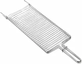 Grelha Dupla Cromada para Churrasqueira, 70 cm, Acabamento Aramado, para Peixes, Frango e Linguiça