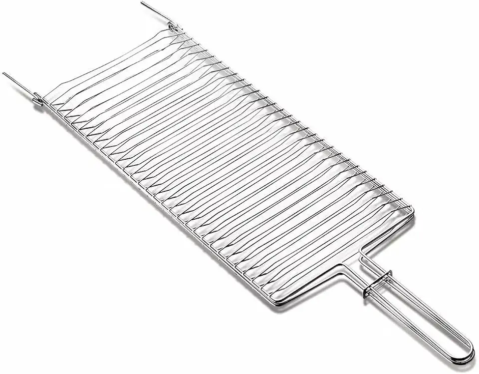Grelha Dupla Cromada para Churrasqueira, 70 cm, Acabamento Aramado, para Peixes, Frango e Linguiça