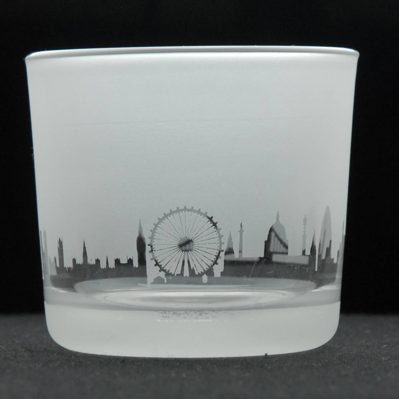 Photophore en verre dépoli gravé avec motif Londres - Décoration d'intérieur