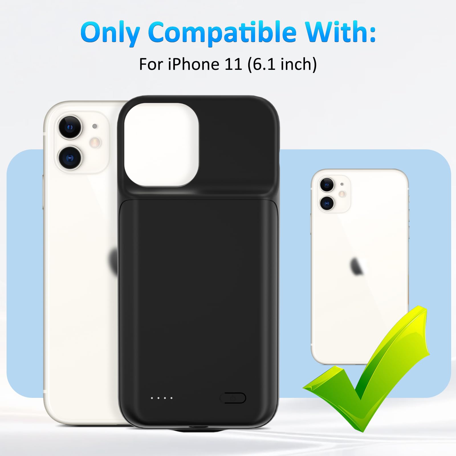 Akkuhülle für iPhone 11(6.1 Zoll), 8500mAh Tragbares Ladegerät iPhone Ultradünn Erweiterter Akku Hülle Telefonladegerät und Schutzhülle mit Ladefunktion für iPhone 11 - Schwarz