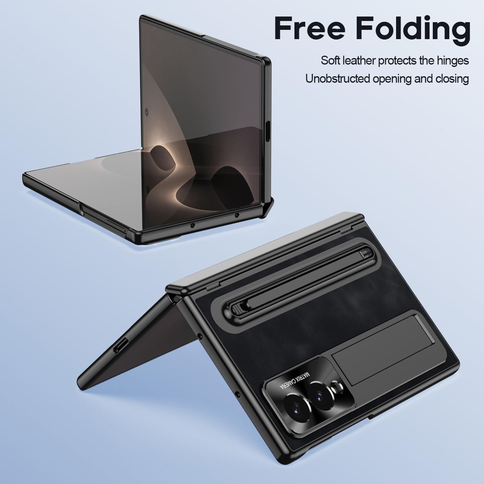 Skórzane etui do Samsung Galaxy Z Fold 8, pełna ochrona ekranu | Powłoka soczewki i ochrona na zamek błyskawiczny pełna osłona z uchwytem na ołówki na długopisy, czerwony, składany 8