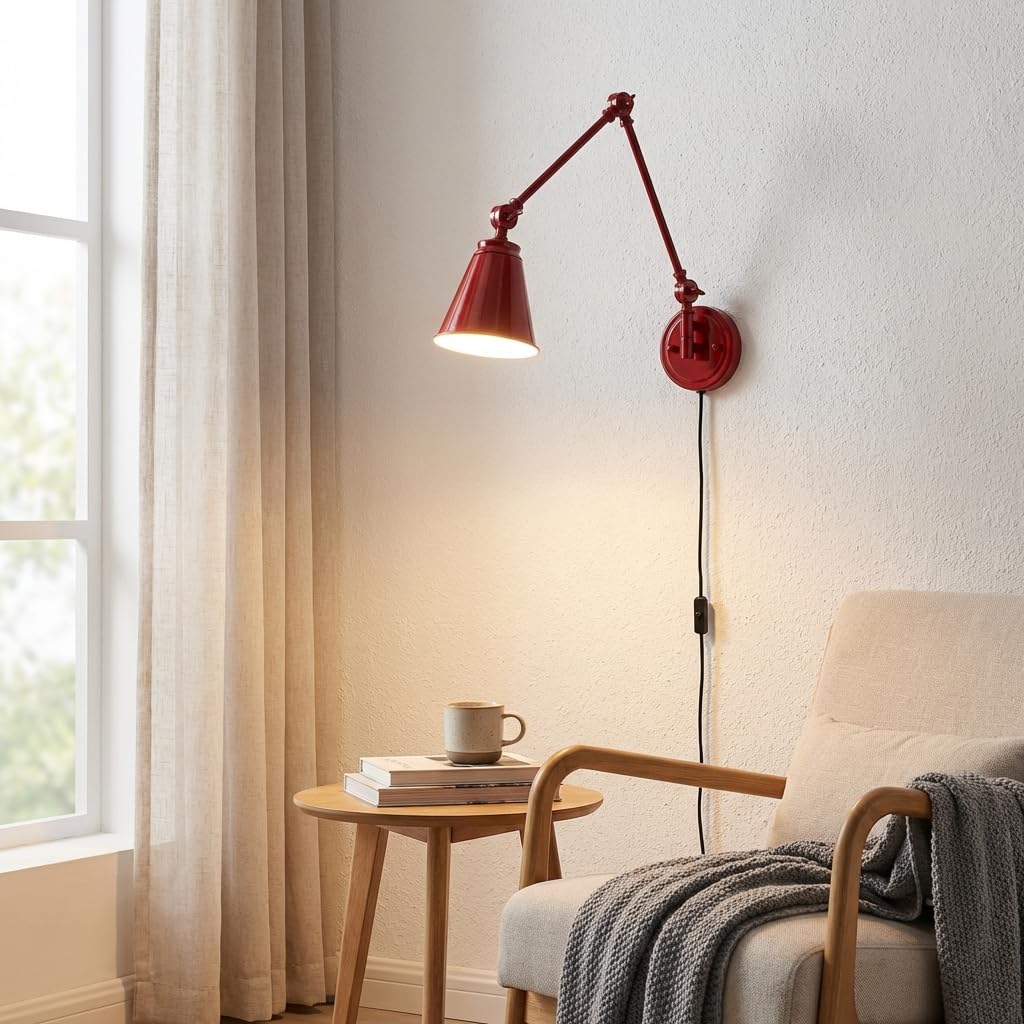 BARCELONA LED Wandleuchte Vintage Gold aus Aluminium Metall mit verstellbarem Arm, groß, industrieller Stil, klassisch modern luxuriös, mit Kabel und Stecker E27