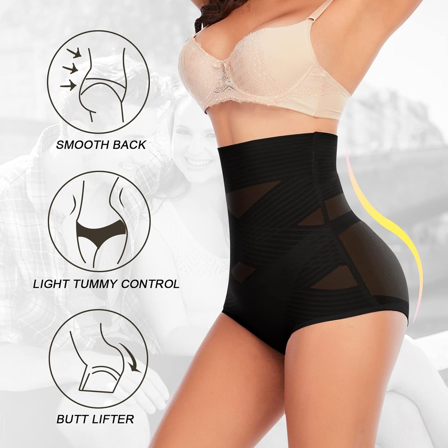 Werena Women Tummy Control Shapewear Panties Shaping Underwear High Waist Body Shaper(#13 High Waist Black, X-Large) - Image 2