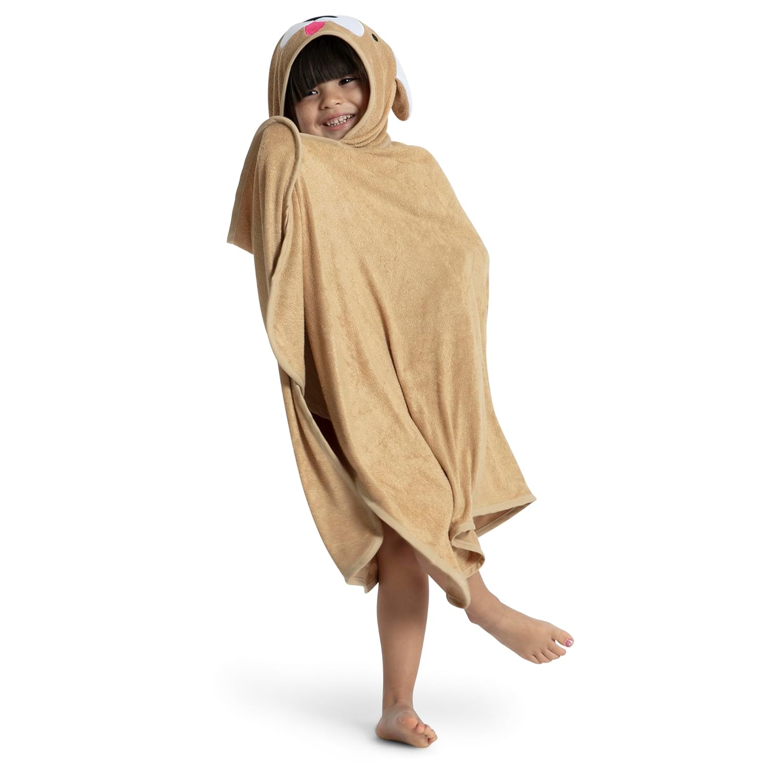 Delta Children Kids Hooded Bath Towel with Pockets - Super Soft and Absorbent- Great Gift for Boys and Girls, Tan Dog