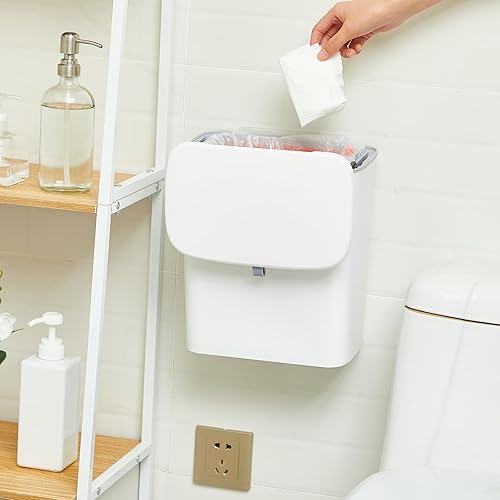 Miniatura 5 de Tioncy Receptáculo de plástico para servilletas sanitarias con recipiente extraíble y 100 forros para servilletas sanitarias de 10.2 x 6.3 x 11.6