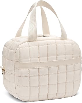 honitty Lunch Box for Women,Quilted Puffer Lunch Bag, Cute Lunch Box with Front Pocket, Insulated Lunch Bag for Office Work,Hand Carry or Crossbody