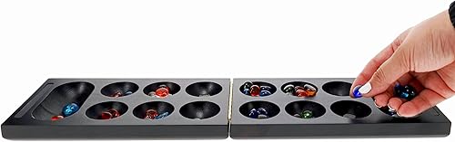 Miniatura 4 de WE Games Juego de mesa plegable de madera de Mancala, mancha oscura