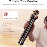 K&F CONCEPT Carbon Fiber Travel Tripod, 60" Compact Lightweight Portable Tripod with Low Profile Ball Head with Quick Release Plate for Arca, DSLR Mirrorless, Max Load 13.2lb