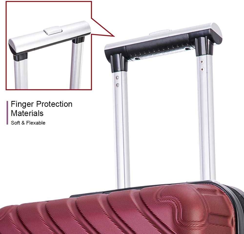 Ohana 4 Piece Luggage Sets Suitcase Sets with Wheels/Protective Covers/Hangers Hardshell for Women Men Family Travel, Wine Red