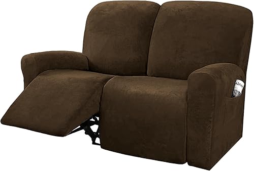 Miniatura 27 de NORTHERN BROTHERS Fundas de terciopelo para sofá reclinable de 8 piezas de 3 plazas, funda elástica para sofá reclinable, funda gruesa y suave, Gris