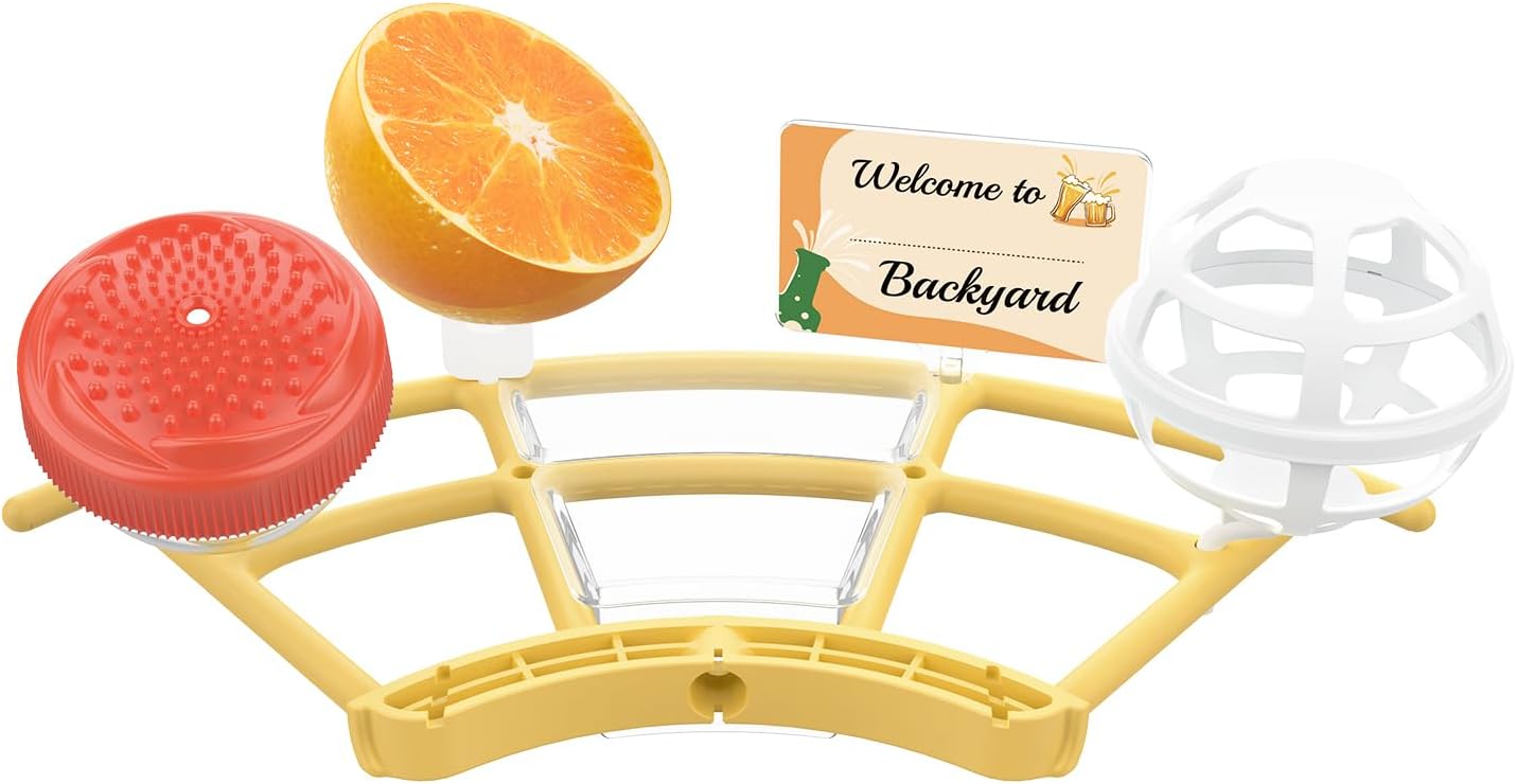 by Birdfy Pro Perch - Wider Extension Perch to DIY Add-ons Including Suet Ball, Mini Hummingbird Feeder, Fruit Holder, Jelly Feeder and Welcome Card, Ideal for Bird Lover (Yellow)