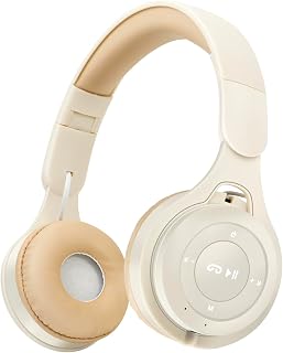 Kids Bluetooth Headphones, Over Ear Children's Wireless Bluetooth 5.3 Headsets, Built-in Mic, Comfortable Wear & HD Sound, Kids Headphones for Boys Girls School Travel iPad Tablet (Beige)