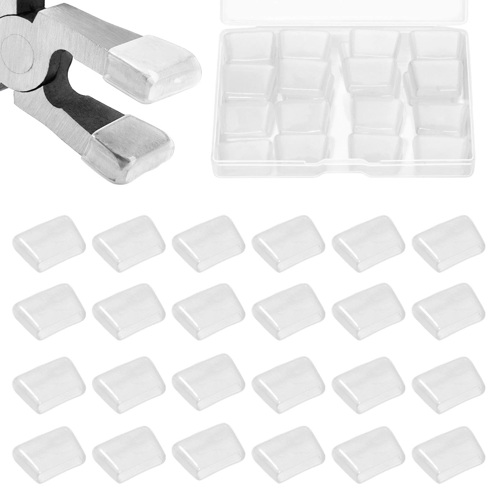 SPEEDWOX 24PCS Replacement Rubber Tips Kit for 6 Inch Standard Glass Running Pliers Curved Jaws Tips Key Fob Pliers Hardware Install and Stained Glass Work Supplies and Tools