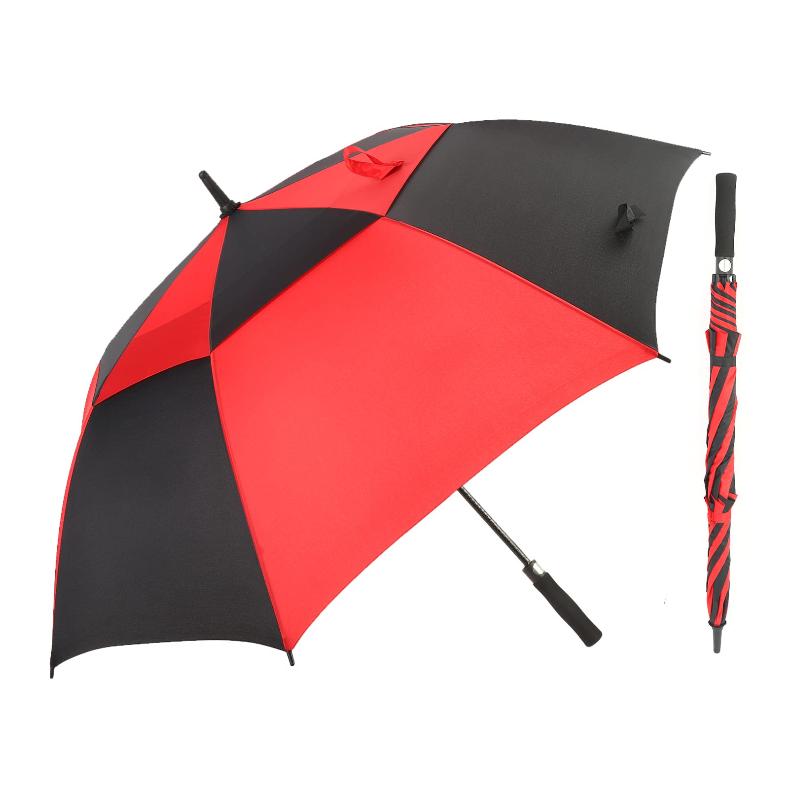 Automatic Open Golf Umbrella 54/62/68/72 Inch, Extra Large Windproof Vented Double Canopy Stick Umbrella, 210T Pongee Waterproof SPF 50+, Fiberglass Ribs, EVA Grip for Golf & Commute