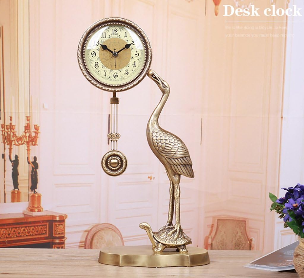 Retro Mantel/Mantle Rhythm Quartz Clock Crane Living Room Desk Shelf Clocks Decoration