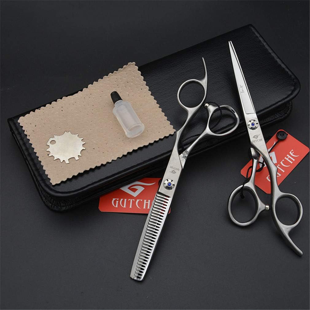 理髪、ホーム用、サロンのための専門の美容はさみセット、6インチ440Cステンレス鋼サロン理髪店薄毛切削はさみ（光とシャープ）、