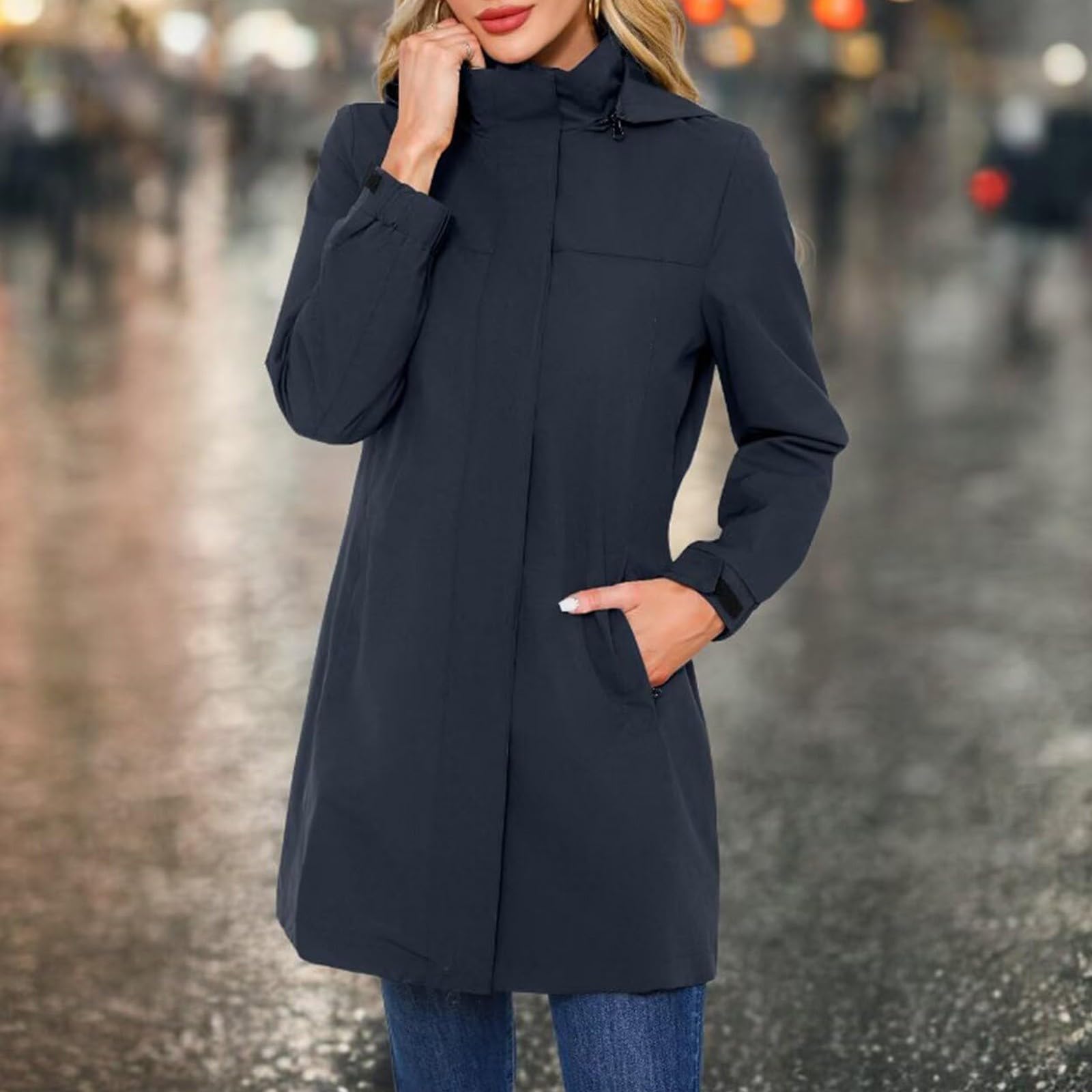 Giacca Da Donna Per La Transizione, Softshell, A, Esterno, Cappotto Primaverile E Autunnale Invernale Grigio Giubbotto Canadian Impermeabile Tascabile Giacche Antipioggia Trench Vento