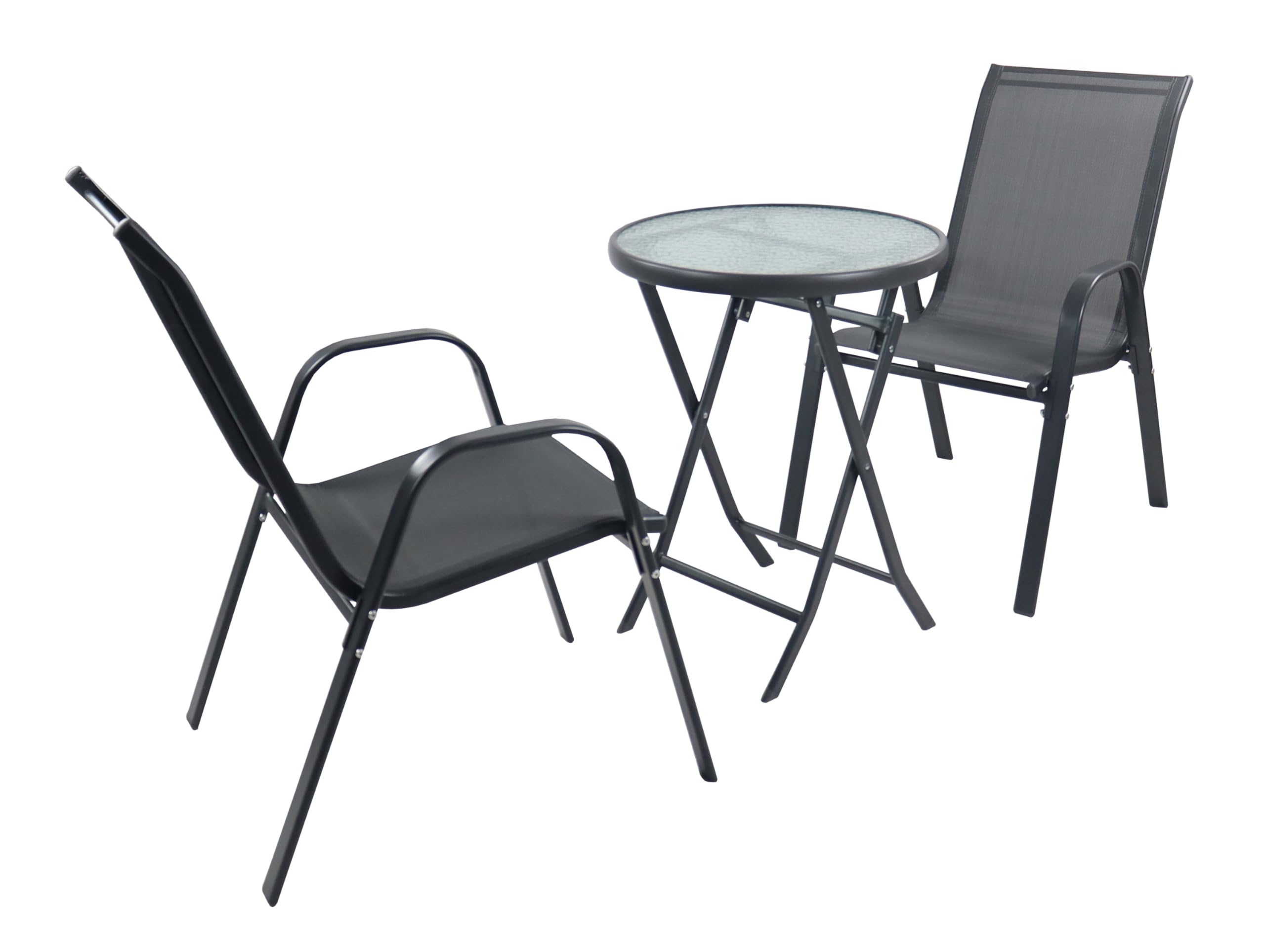 VCM 3-TLG Gartenmöbel Set | Sitzgruppe Essgruppe | 1xTisch, 2X Stühle | Tisch Maße ca. H. 70 x B. 55 x T. 55 cm | Garten Set - Sonlas Anthrazit