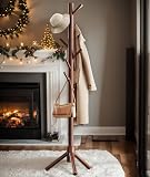 Pipishell Sturdy Wooden Coat Rack with 8 Hooks for Entryway, Brown - 8