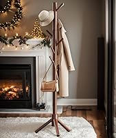 Vista 8 de Pipishell - Árbol de madera resistente para abrigos, con 8 ganchos, 3 tamaños ajustables, para ropa, soporte para sombreros utilizado en dormitorio