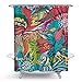 Produktbild Qchengsan Psychedelic Duschvorhang, abstrakte ungewöhnliche Figur mit Farb- und Formdetails Hippie Arabesque Retro Muster Duschvorhang Set mit Haken für Badezimmer Deko, 8, 71x71 inch