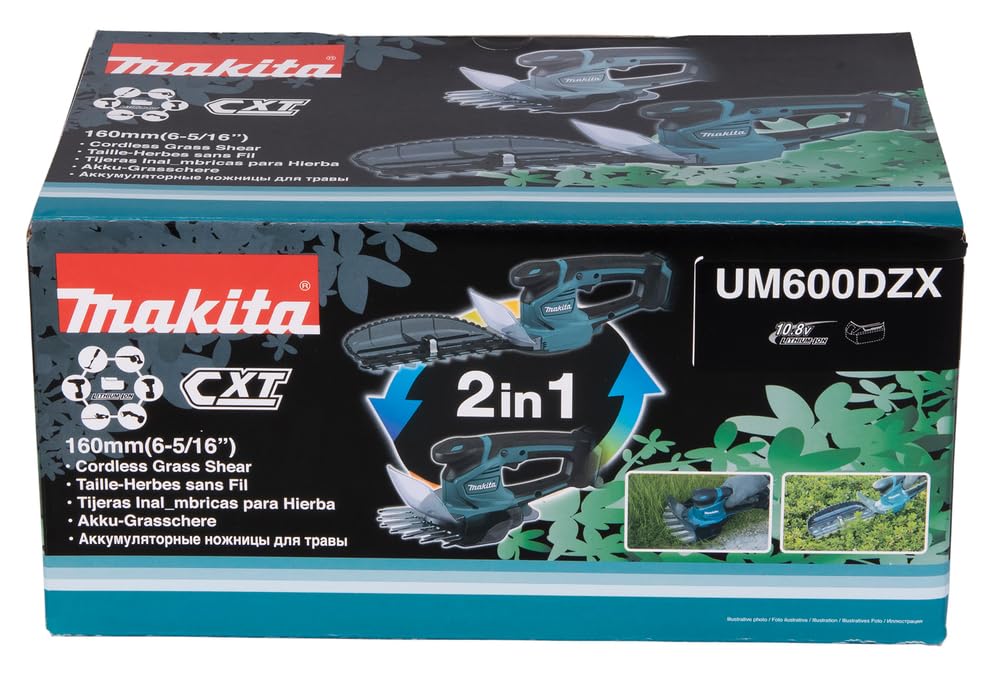 Makita UM600DSMEX akumulatorowe nożyce do trawy/krzewów 10,8 V/4,0 Ah, 2 akumulatory + ładowarka