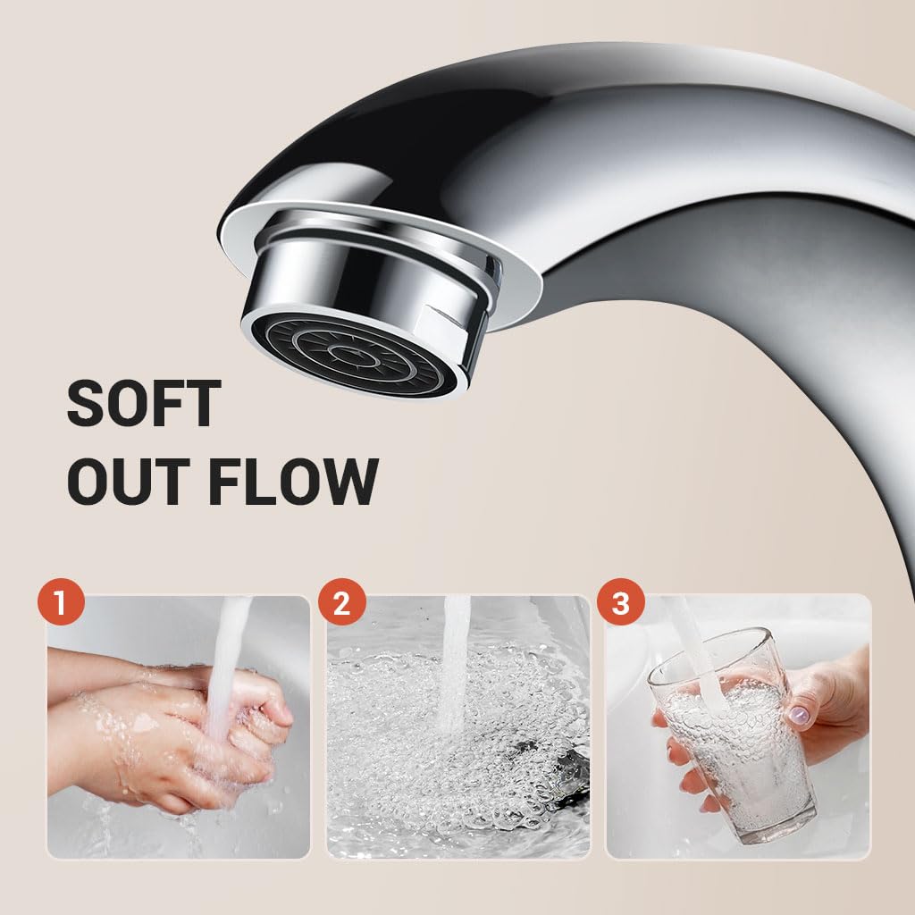 Grifo de baño sin contacto con sensor de movimiento automático, con placa de cubierta de agujero y mezclador de temperatura, grifo inteligente activado por movimiento, grifo comercial, fregadero