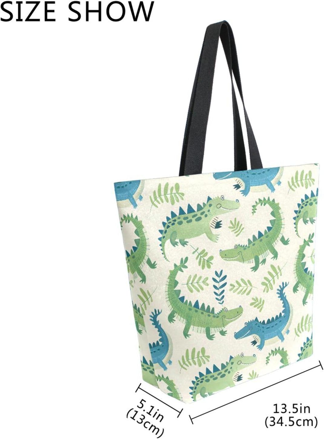 SUABO Alligator Leaf Womens Canvas Tote Bags Reusable Grocery Shoulder Bag for Work Shopping Travel - Image 4