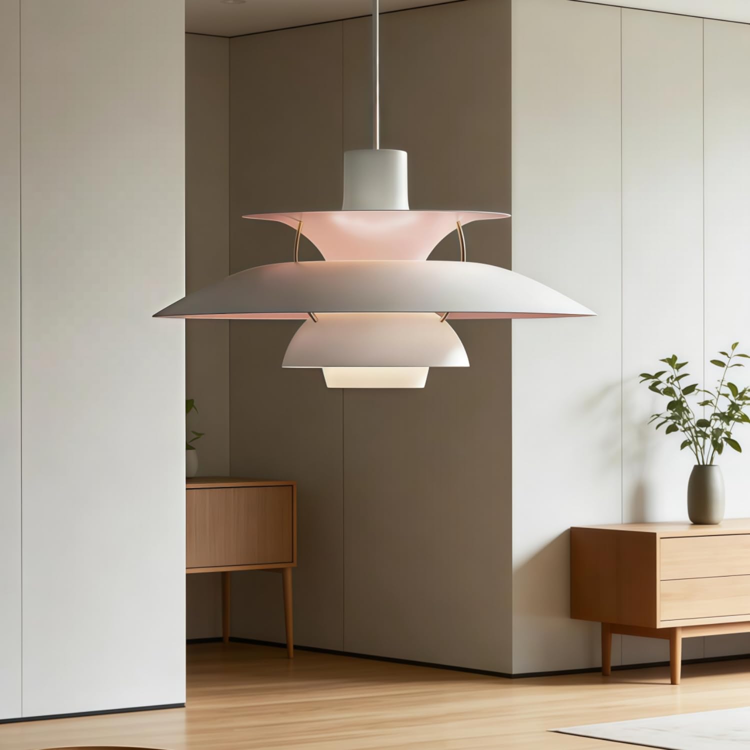 Pendelleuchte Esstischlampe Kronleuchter Moderne Hängelampe 40CM Weiß | Verstellbarer Schnur,Blendschutz mit E27 Sockel,Ideal für Kücheninsel,Esszimmer, Wohnzimmer und Schlafzimmer