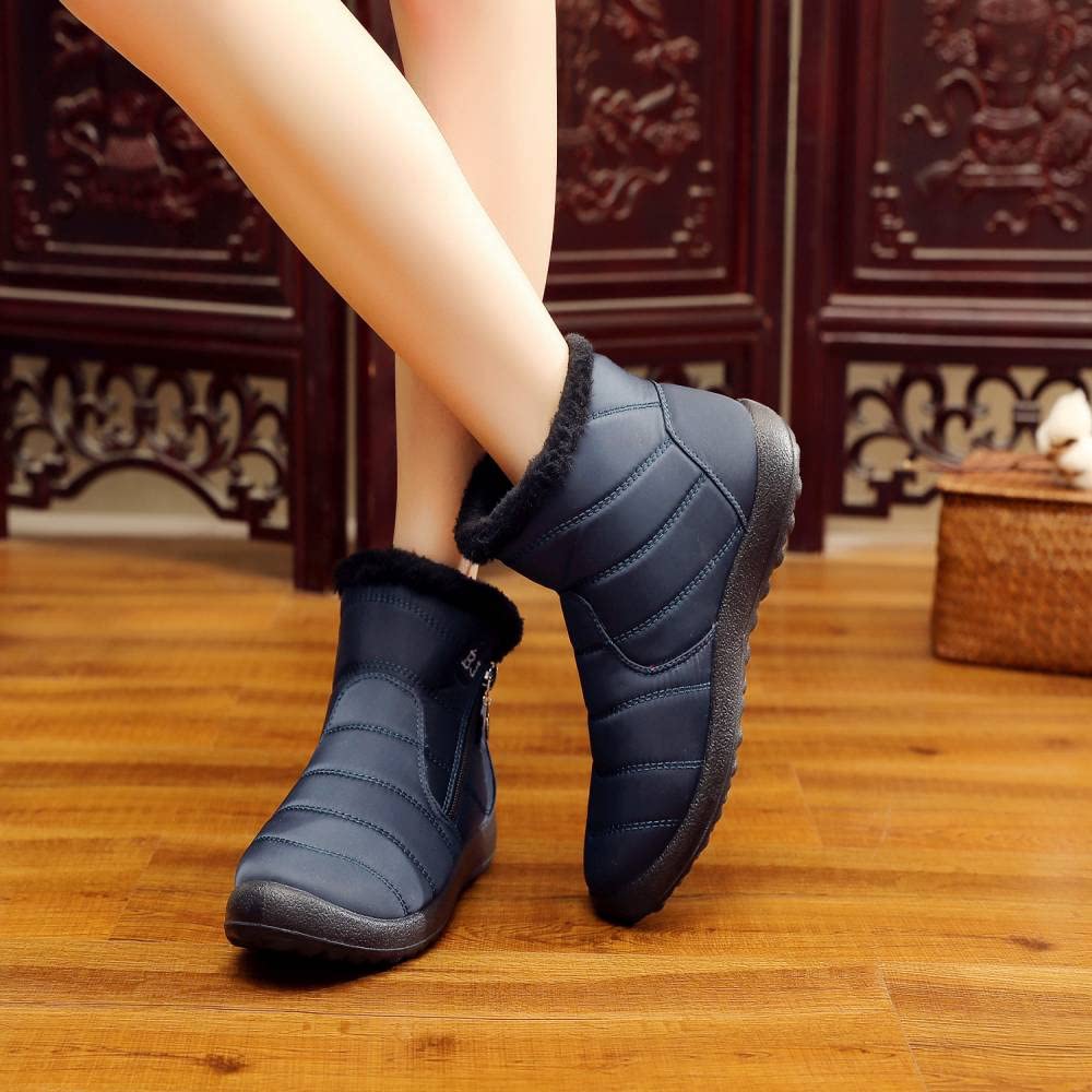 Boojoy Bottes d'hiver chaudes à enfiler pour homme et femme Pointure 43 Bleu