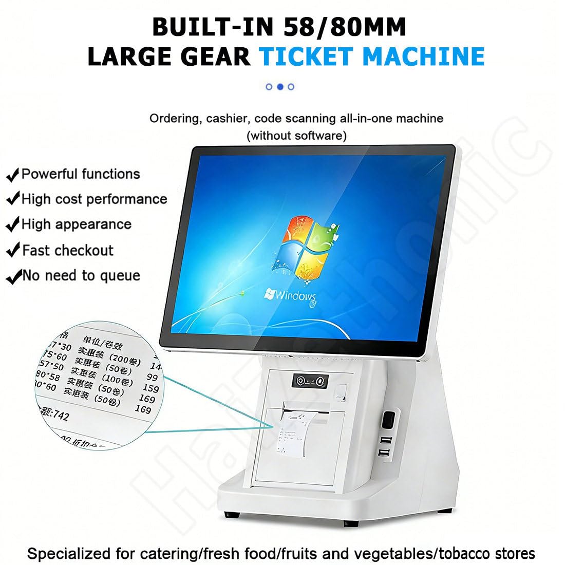 Elektronische Registrierkasse,Kompatibel Mit Bondruckern,Barcodescannern Etc,58/80mmprinter,Für Convenience Shops/Einkaufszentren/Bekleidungsgeschäfte/Restaurants/Cafés Dual-256G/80mm