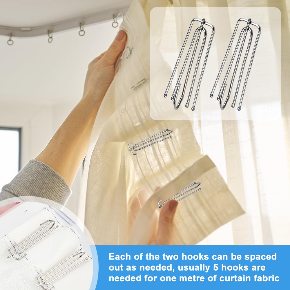 50 Ganci A Pieghe Per Tende In Acciaio Inox - 4 Punte | Per Tende E Docce - Foto 5