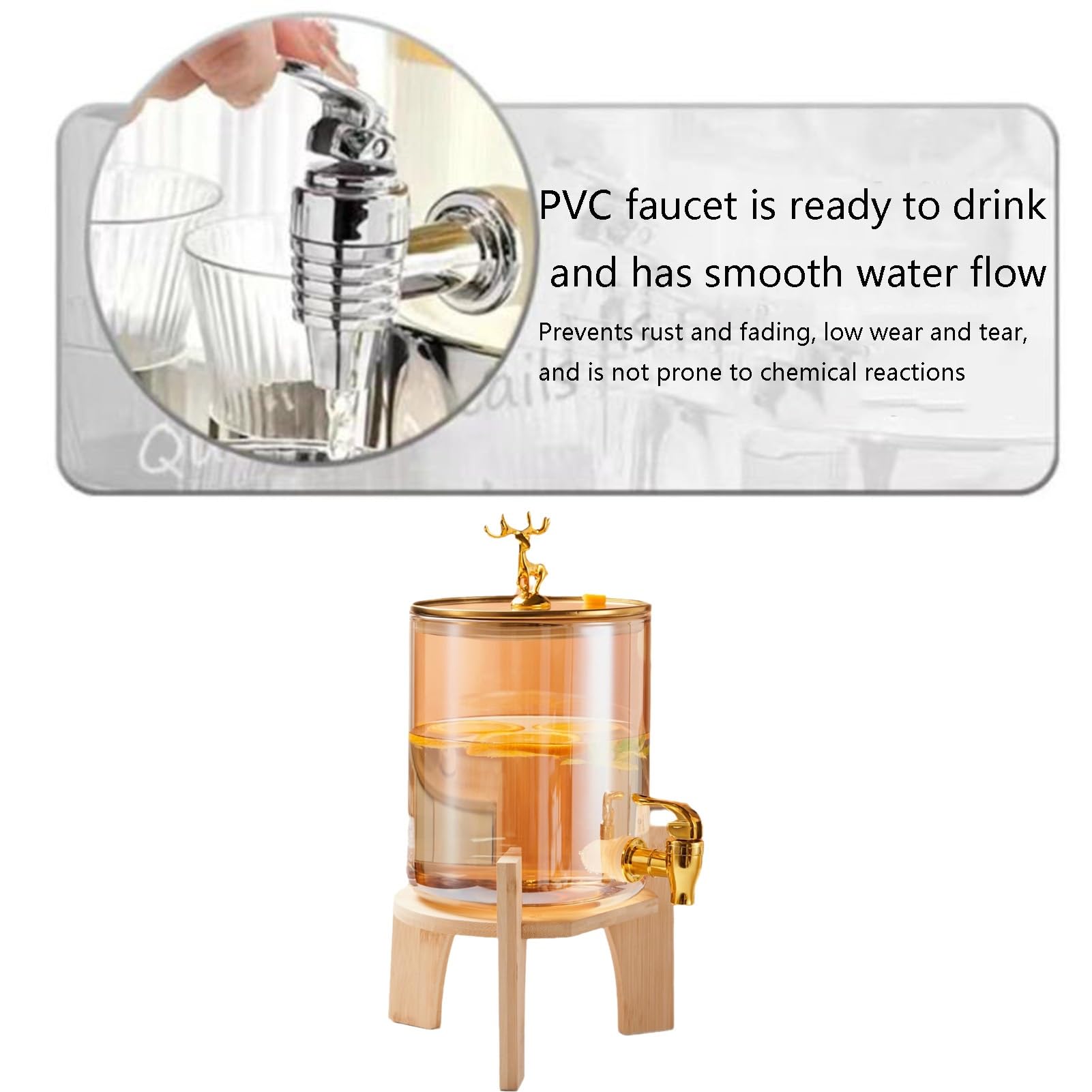 Dispensador de bebidas de vidrio de 3,6 L, con soporte para grifo, para bebidas frías, limonada, cerveza, jugo, perfecto para fiestas y reuniones