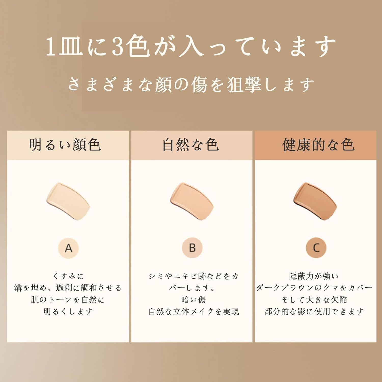 Amazon | Racch コンシーラー 人気3色入りパレットコンシーラー 毛穴