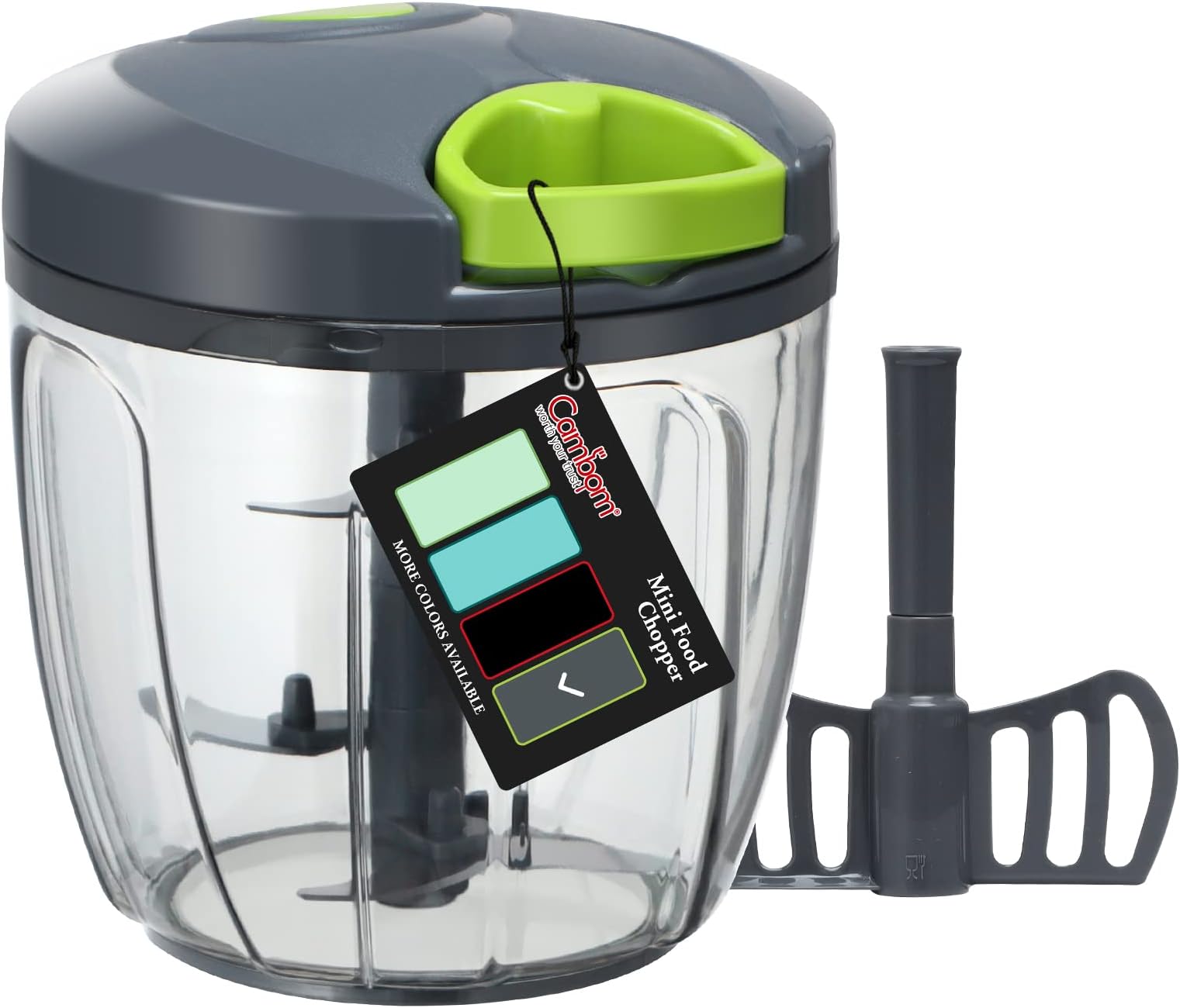 Cambom Manual Food Chopper Vegetable Cutter, Hand String Vegetable Chopper Onions Cutter for Vegetable Fruits Nuts BPA Free Food Safe Material, 900ml Grey