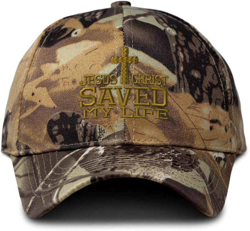 Speedy Pros Camo Baseball Cap Jesus Christ Saved My Life Christian God Hunting Dad Hats for Men & Women Cotton