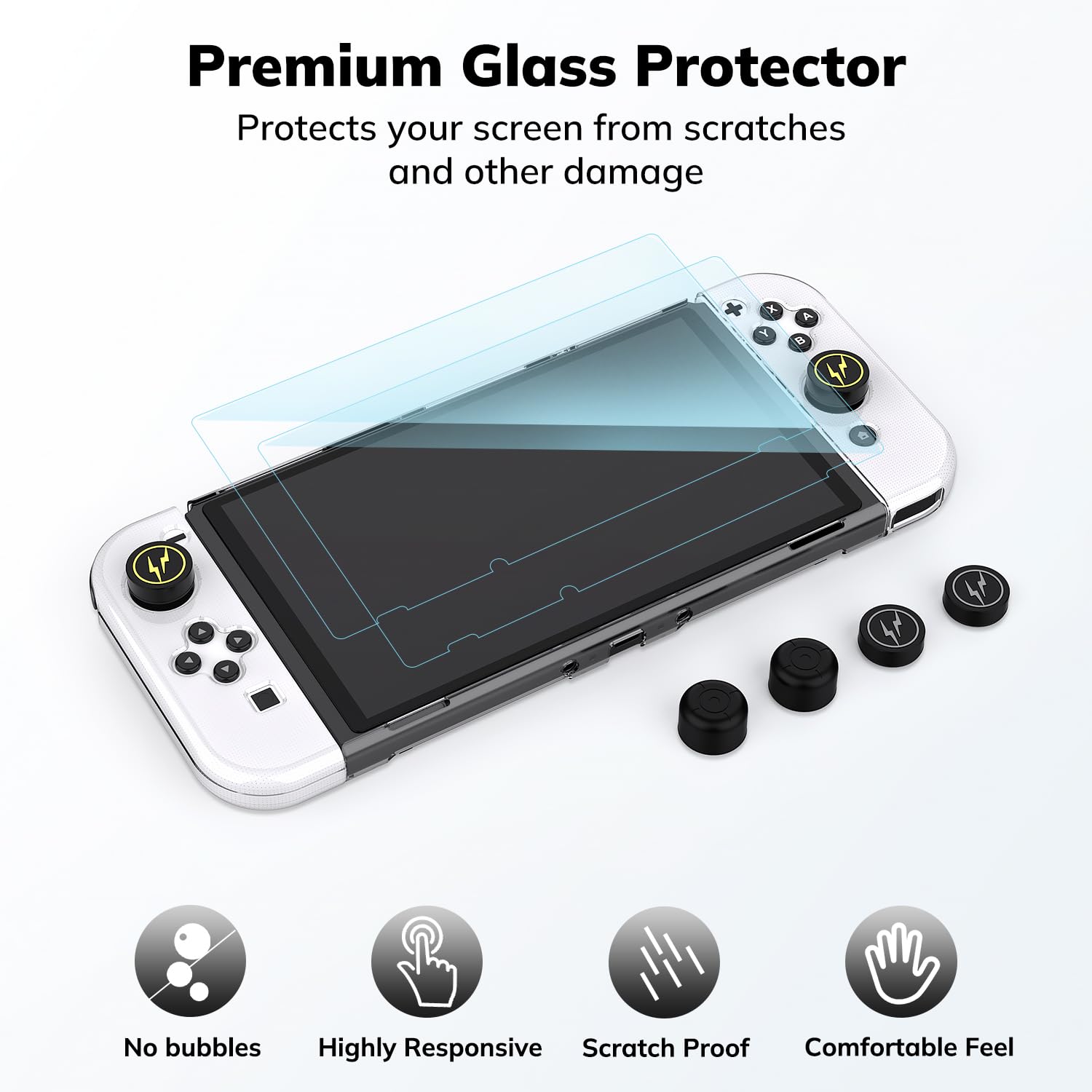 Younik Switch OLED Funda, Paquete de Accesorios OLED 14 en 1 con Estuche de Transporte Switch OLED, Accesorios Protectores para Consola Switch y J-con, Estuche para Tarjetas de Juego (Patrón Y)