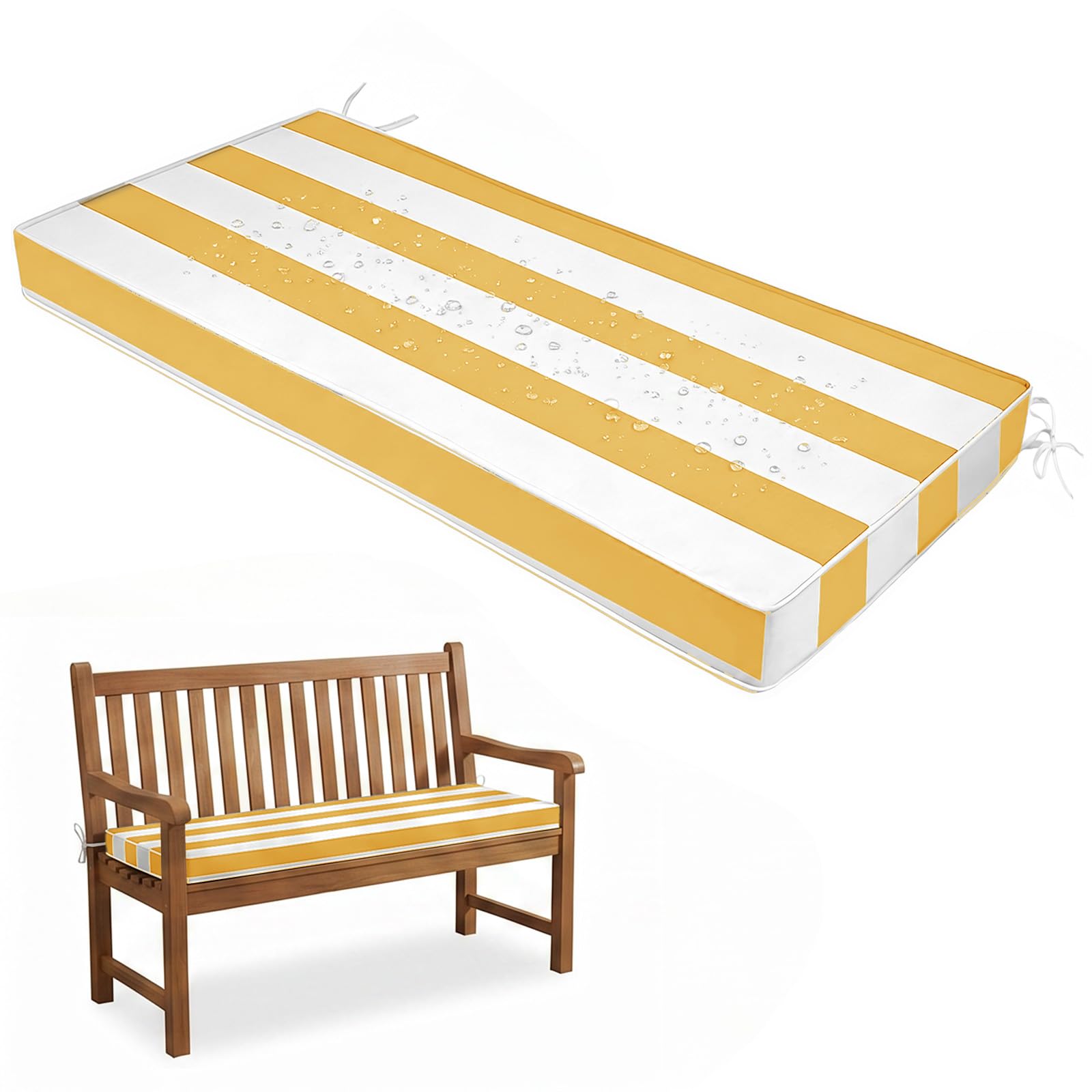 PTKG Outdoor Seat Pads 2/3/4 Seater Piped Edge Weather Resistant Garden Bench Cushions Non-Slip Seat with Zipper for Indoor Outdoor Furniture, Living Room, Kitchen, Patio