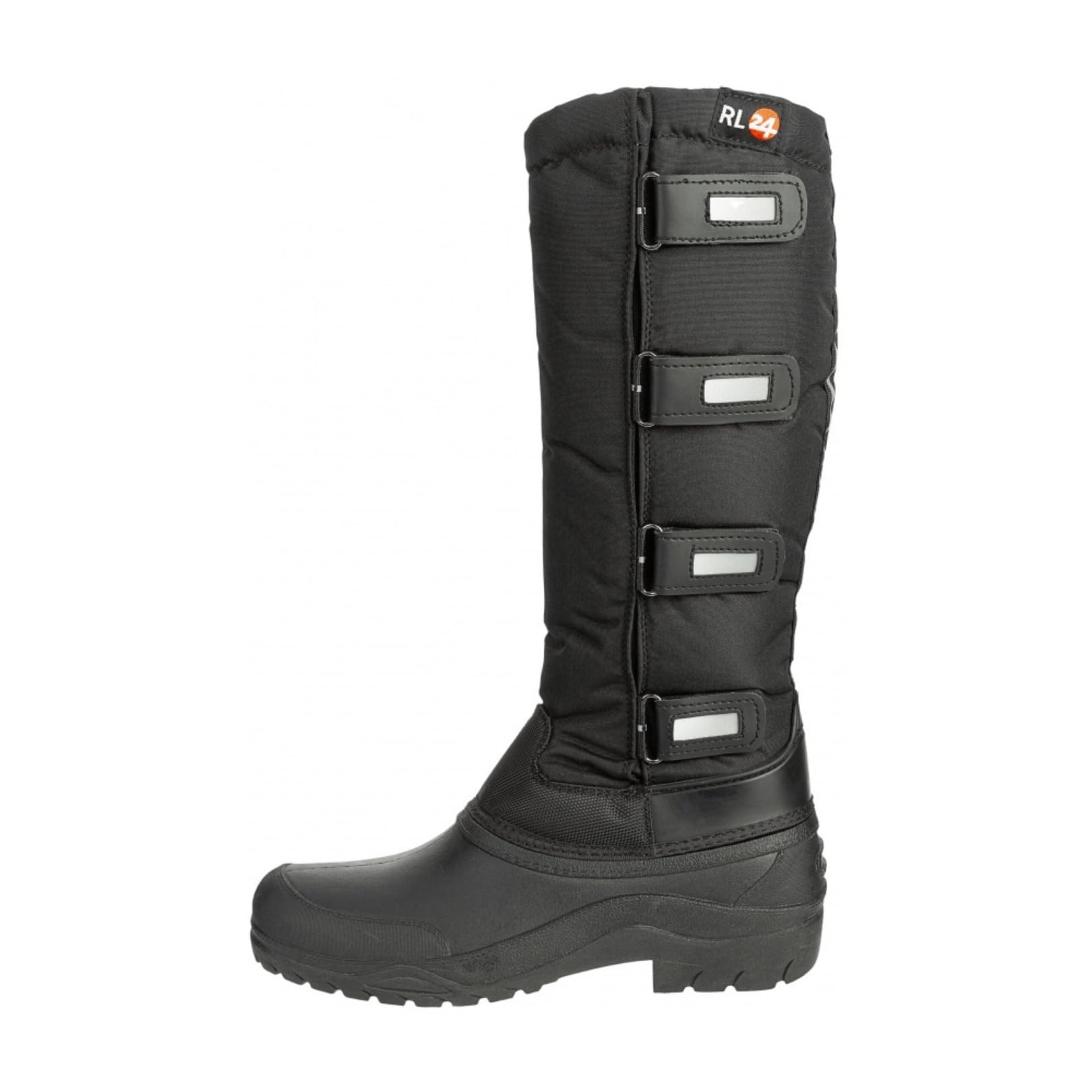 RL24 - Kinder & Damen Thermostiefel Classic schwarz | wasserdichte Winterstiefel | mit Klettverschlüssen für verstellbare Wadenbreite | gefütterte Schneestiefel | Reitstiefel in Größen 31-45