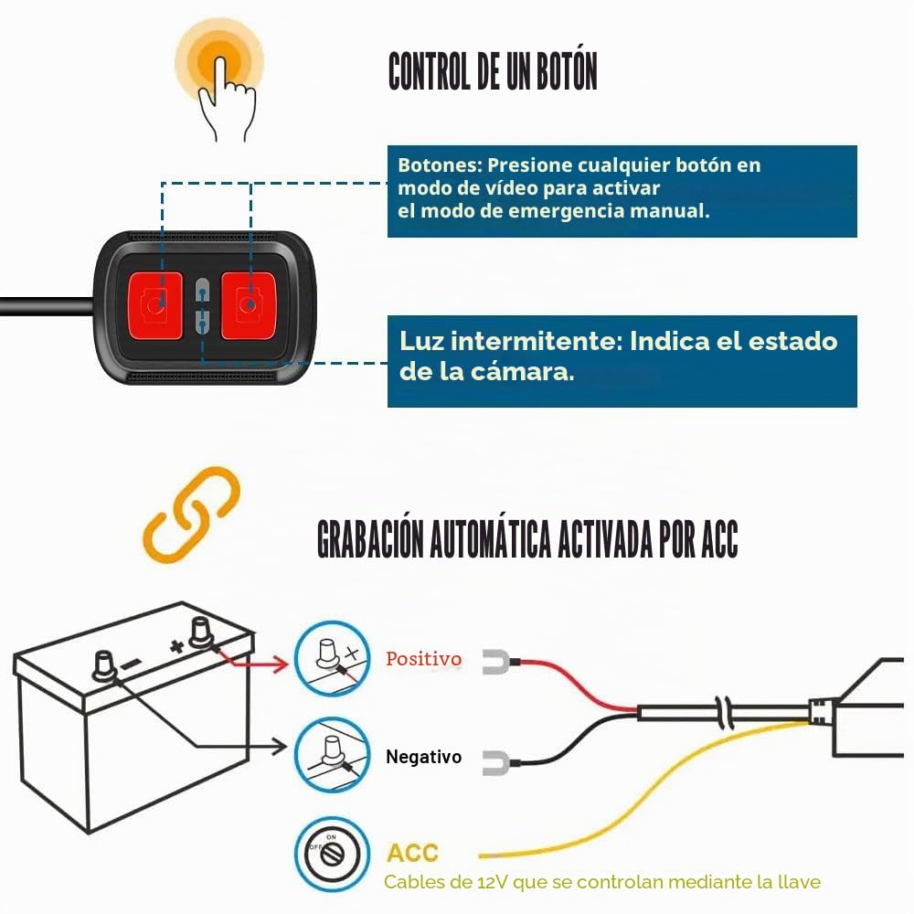 VSYSTO Doble canal motocicleta video conducción grabadora Dash Cam delantera y trasera 1080P moto cámara 130 grados, con WiFi, visión nocturna