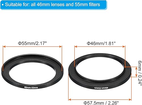 Miniatura 7 de PATIKIL Anillo elevador de metal de 1.929 in a 2.047 in, paquete de 2 anillos adaptadores de filtro de lente de cámara, anillo adaptador de filtro