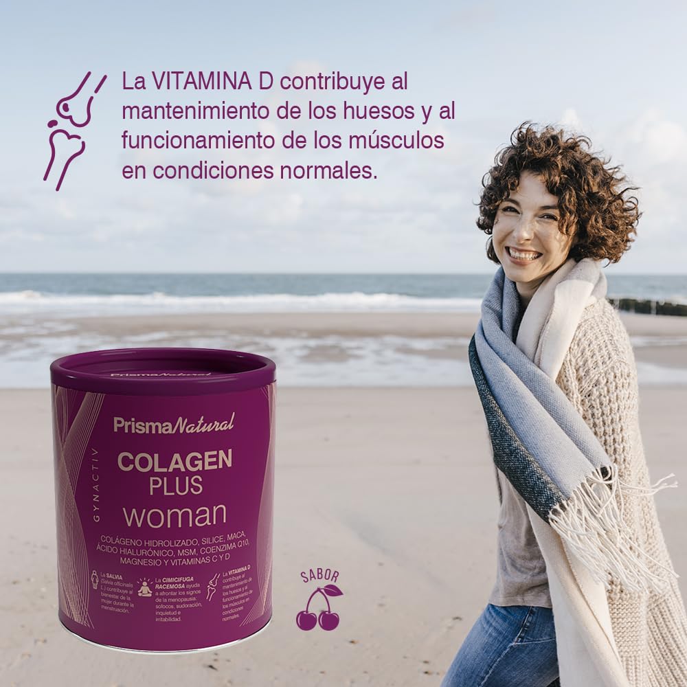 Colágeno Hidrolizado para Mujer – 300 g - Colagen Plus Woman Glucosamina, Condroitina, MSM, Calcio, Magnesio, Vitamina C y D – Complemento Alimenticio – Apoyo Mujer, Huesos y Piel - Prisma Natural