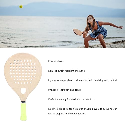 Miniatura 5 de Drfeify Raqueta de tenis de playa, raqueta antideslizante de roble rojo, raqueta de tenis de playa ligera para un mejor control