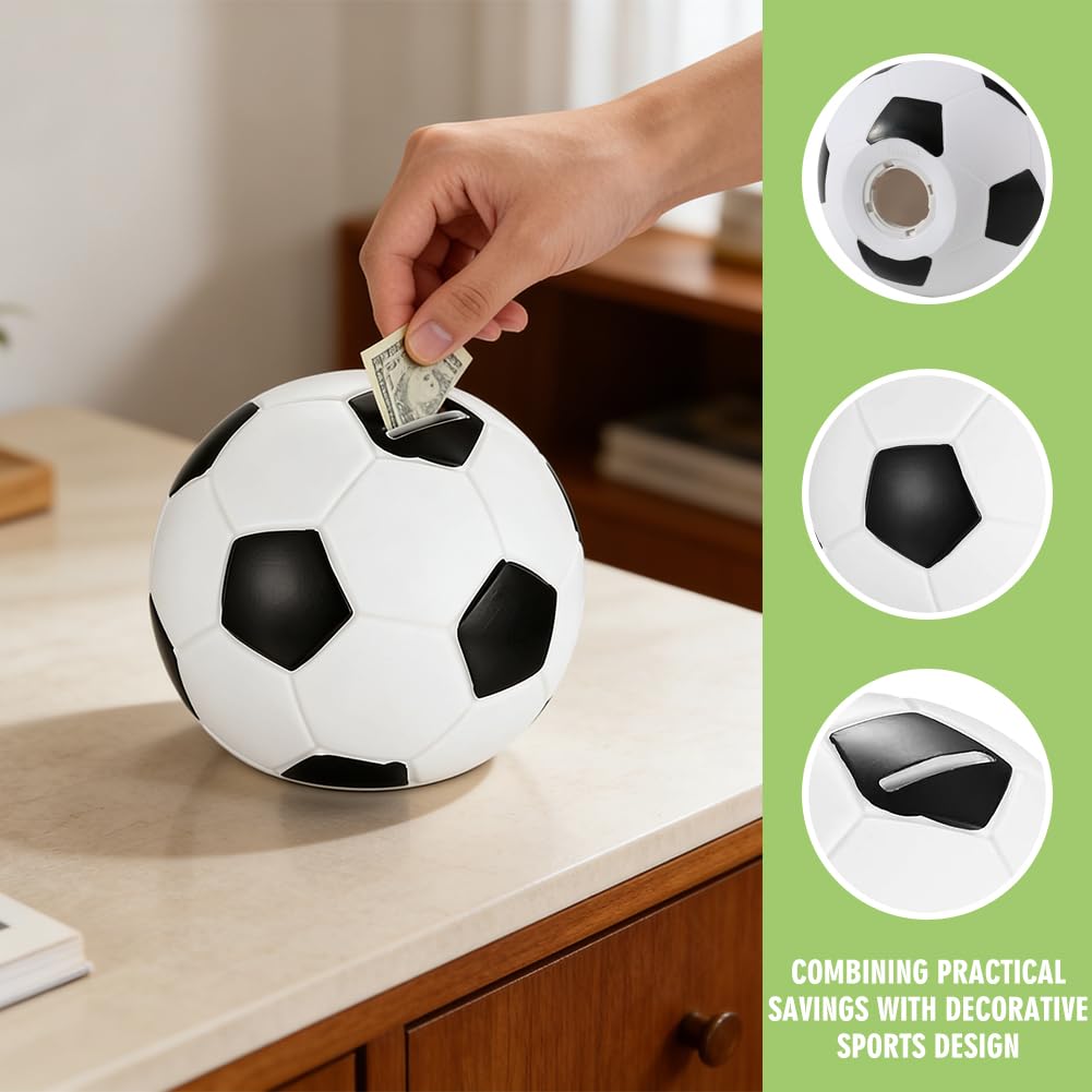 Hucha con Forma de balón de fútbol: un Encantador diseño con temática Deportiva, Personalizable para niños o niñas. Una excelente Idea de Regalo para los cumpleaños de los niños