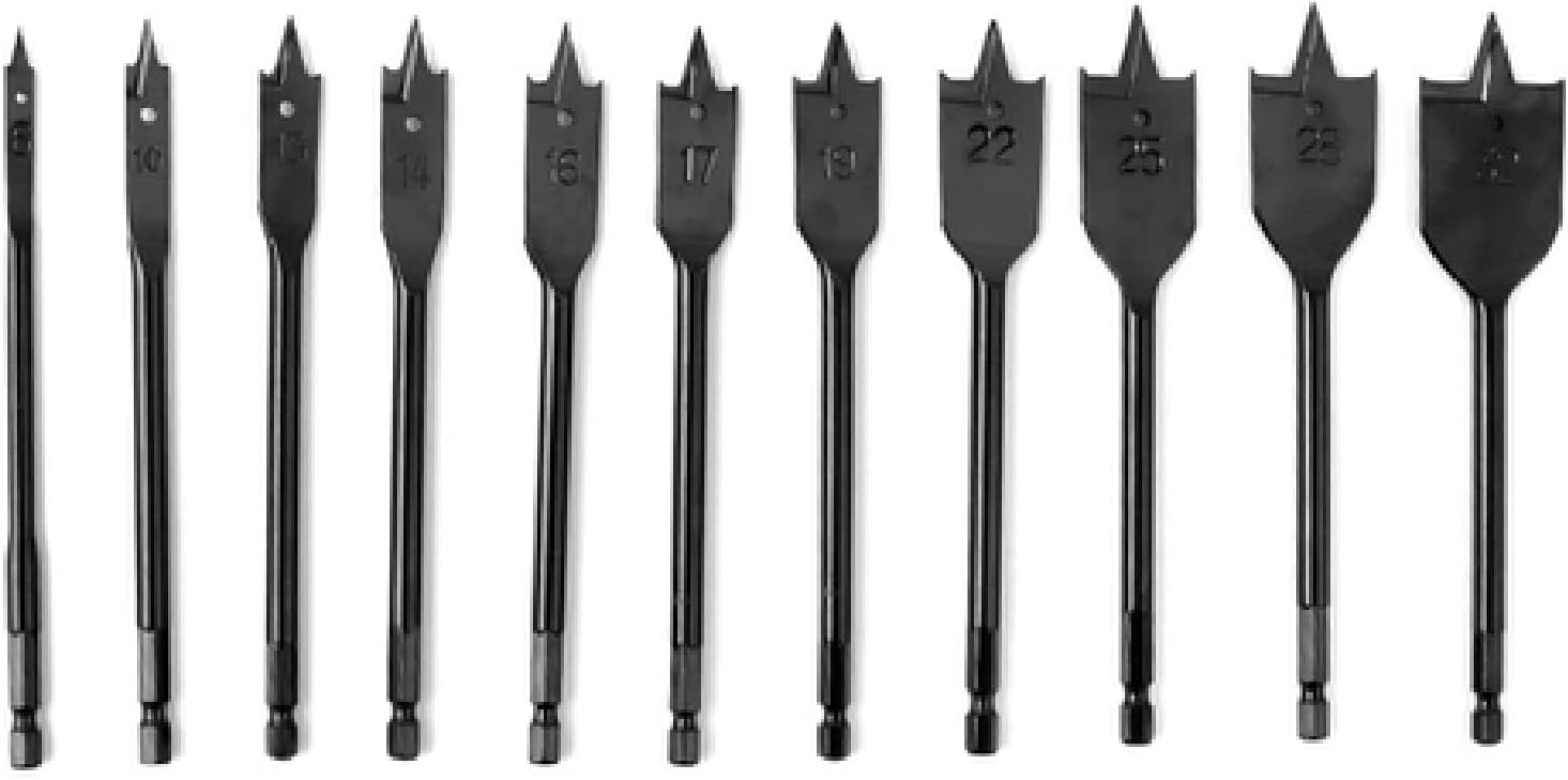 11 stücke 6-32mm High-carbon Stahl Hex Schaft Flache Bohrer Holz Hand Bohrer Set Spaten holzbearbeitung Bohrer Power Werkzeuge Loch Sah